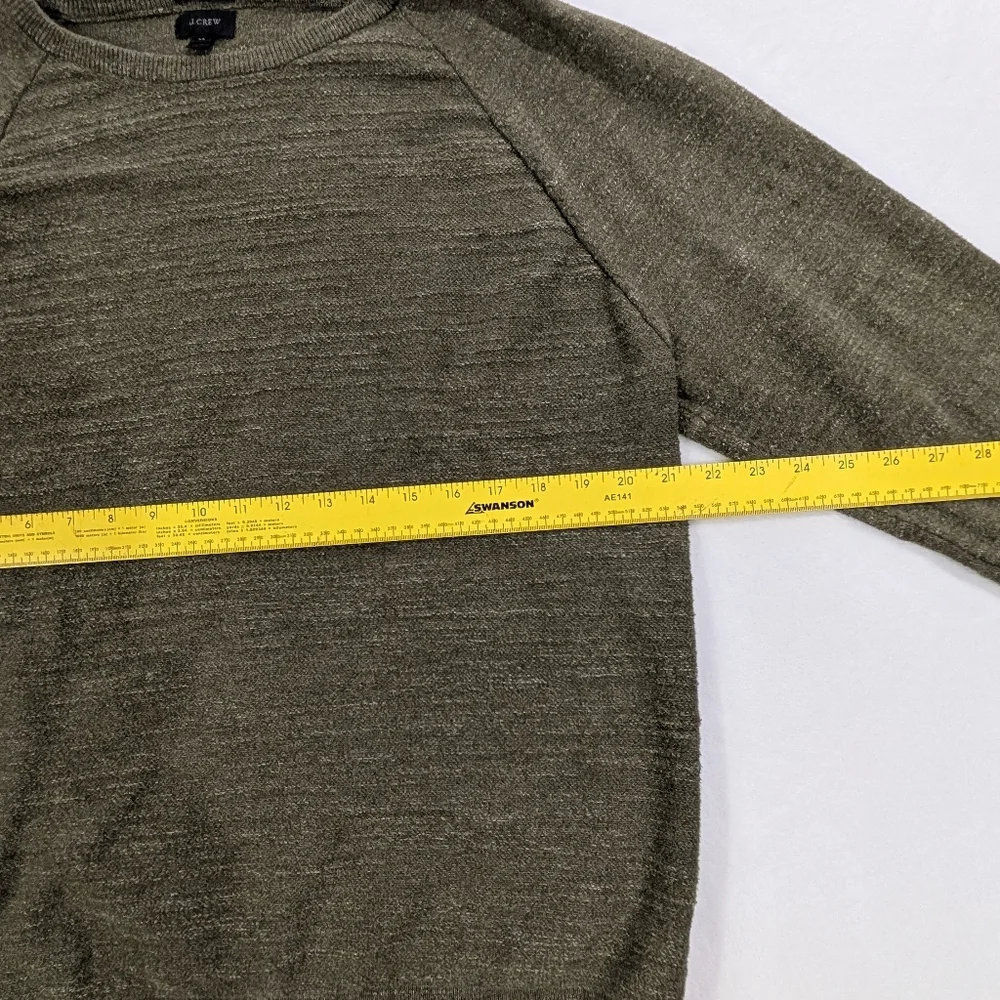J. Crew Sweater Slim Olive Green Garter Stitch Cotton Raglan | Mens XL‎